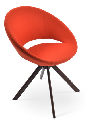 Soho Concept Crescent Sword Swivel Chair - Stylish Ergonomic Design In Camira Fabric With 10-year Guarantee! Walnut,Orange  Soho-concept-dining-chair-02152