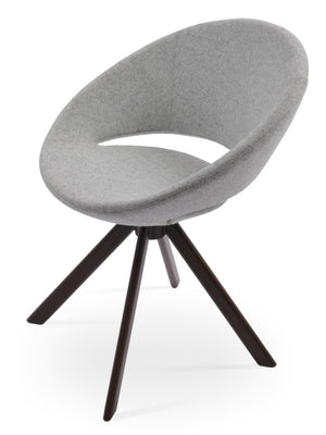Soho Concept Crescent Sword Swivel Chair - Stylish Ergonomic Design In Camira Fabric With 10-year Guarantee! Walnut,Silver  Soho-concept-dining-chair-02153