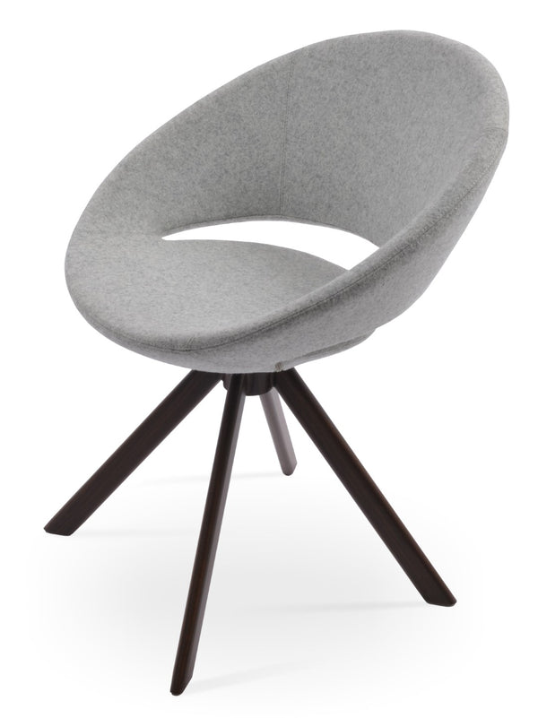 Soho Concept Crescent Sword Swivel Chair - Stylish Ergonomic Design In Camira Fabric With 10-year Guarantee! Walnut,Silver  Soho-concept-dining-chair-02153