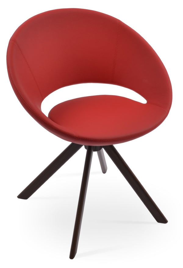 Soho Concept Crescent Sword Swivel Chair - Stylish Ergonomic Design In Camira Fabric With 10-year Guarantee! Walnut,Red  Soho-concept-dining-chair-02154