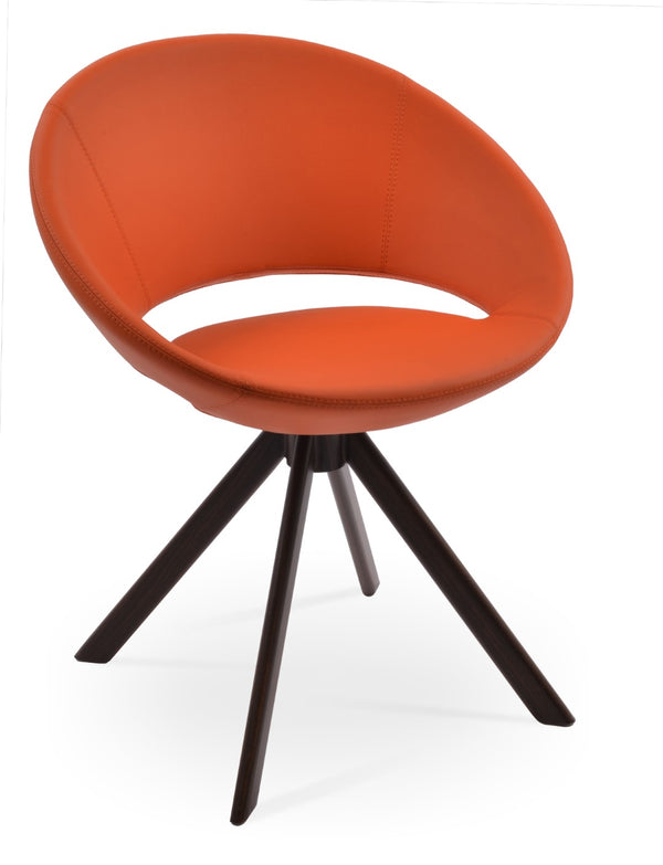 Soho Concept Crescent Sword Swivel Chair - Stylish Ergonomic Design In Camira Fabric With 10-year Guarantee! Walnut,Orange  Soho-concept-dining-chair-02149
