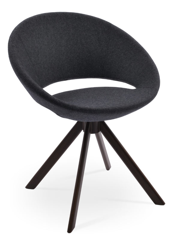 Soho Concept Crescent Sword Swivel Chair - Stylish Wool Upholstery, Durable Steel Base, 10-year Guarantee, 300 Lbs Capacity Walnut  Soho-concept-dining-chair-02151