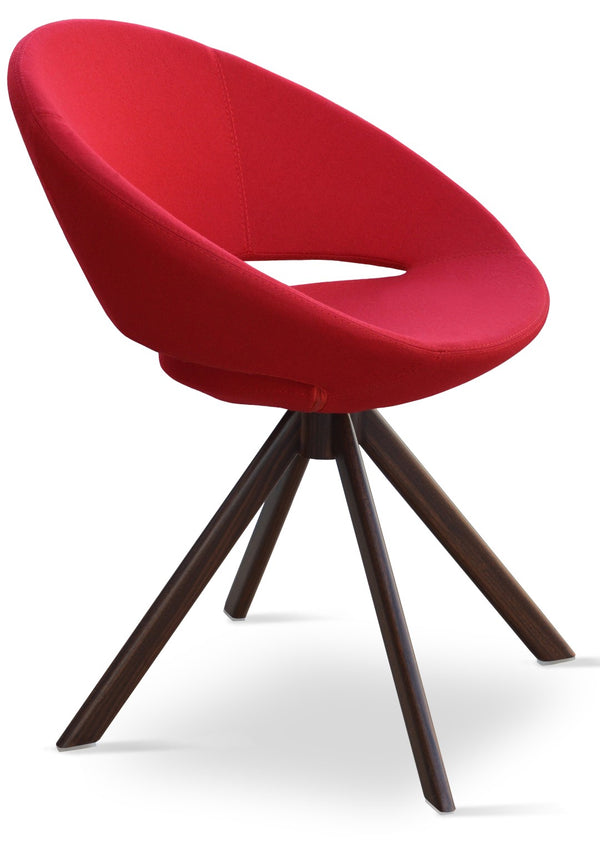 Soho Concept Crescent Sword Swivel Chair - Stylish Wool Upholstery, Durable Steel Base, 10-year Guarantee, 300 Lbs Capacity Walnut,Red  Soho-concept-dining-chair-02150
