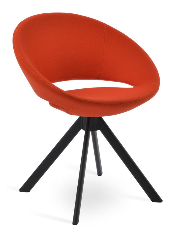 Soho Concept Crescent Sword Swivel Chair - Stylish Wool Upholstery, Durable Steel Base, 10-year Guarantee, 300 Lbs Capacity Black,Orange  Soho-concept-dining-chair-02108