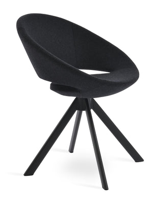 Soho Concept Crescent Sword Swivel Chair In Ankara Wool & Velvet - Stylish, Durable, And Versatile Dining Seat Black  Soho-concept-dining-chair-02111
