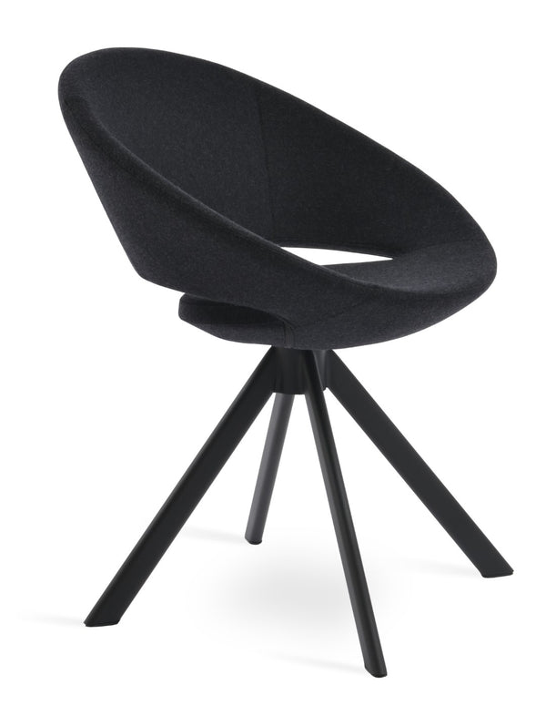 Soho Concept Crescent Sword Swivel Chair In Ankara Wool & Velvet - Stylish, Durable, And Versatile Dining Seat Black  Soho-concept-dining-chair-02111