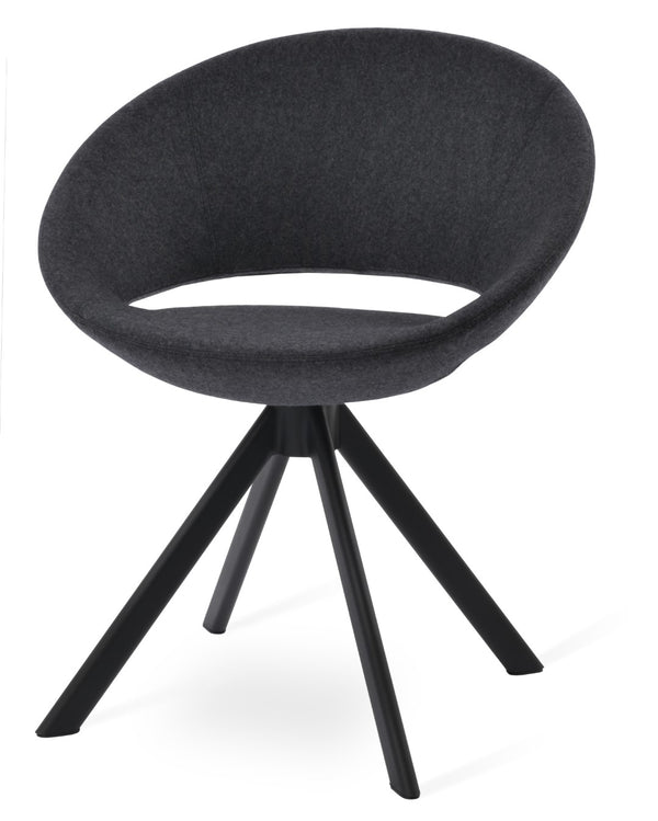 Soho Concept Crescent Sword Swivel Chair - Stylish Wool Upholstery, Durable Steel Base, 10-year Guarantee, 300 Lbs Capacity Black,Dark Grey  Soho-concept-dining-chair-02112