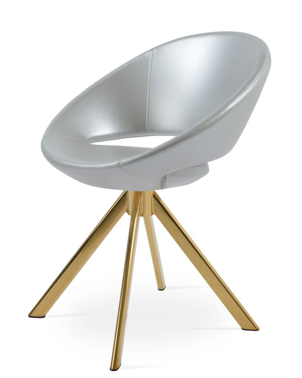 Soho Concept Crescent Sword Swivel Chair - Stylish Ergonomic Design In Camira Fabric With 10-year Guarantee! Gold,Silver  Soho-concept-dining-chair-02132