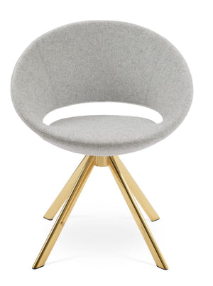 Soho Concept Crescent Sword Swivel Chair - Stylish Ergonomic Design In Camira Fabric With 10-year Guarantee! Gold,Silver  Soho-concept-dining-chair-02126