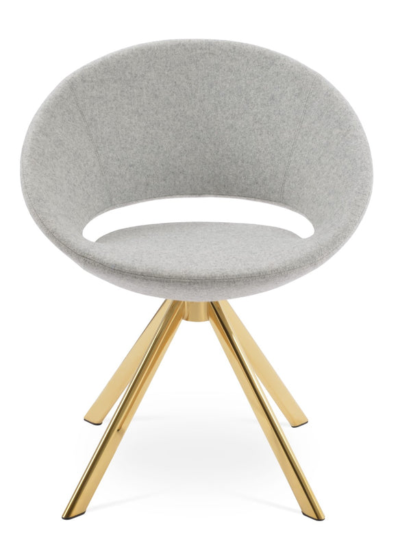 Soho Concept Crescent Sword Swivel Chair - Stylish Ergonomic Design In Camira Fabric With 10-year Guarantee! Gold,Silver  Soho-concept-dining-chair-02126