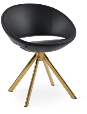 Soho Concept Crescent Sword Swivel Chair - Stylish Ergonomic Design In Camira Fabric With 10-year Guarantee! Gold,Black  Soho-concept-dining-chair-02127