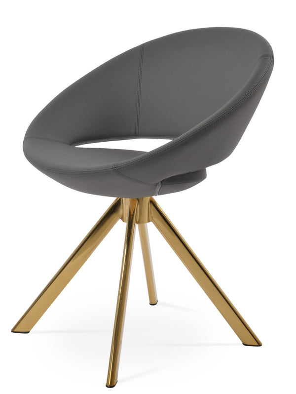 Soho Concept Crescent Sword Swivel Chair - Stylish Ergonomic Design In Camira Fabric With 10-year Guarantee! Gold,Grey  Soho-concept-dining-chair-02128