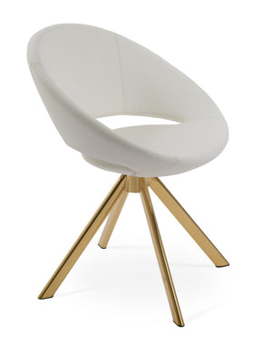 Soho Concept Crescent Sword Swivel Chair - Stylish Ergonomic Design In Camira Fabric With 10-year Guarantee! Gold,White  Soho-concept-dining-chair-02129