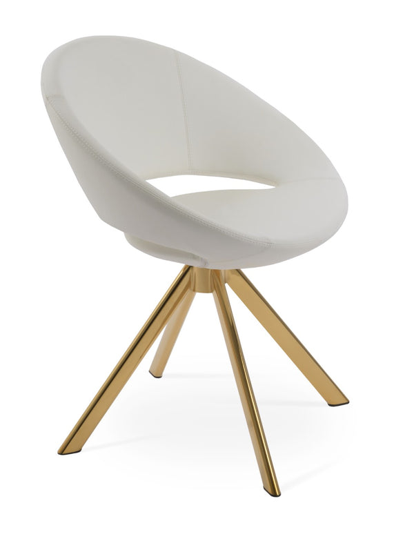 Soho Concept Crescent Sword Swivel Chair - Stylish Ergonomic Design In Camira Fabric With 10-year Guarantee! Gold,White  Soho-concept-dining-chair-02129