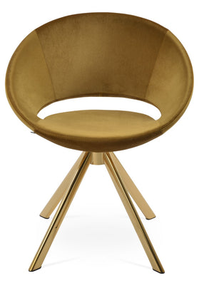 Soho Concept Crescent Velvet Swivel Dining Chair With Luxurious Gold Base - Stylish Comfort For Any Space Gold  Soho-concept-dining-chair-02122