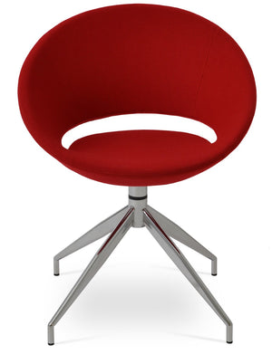 Soho Concept Crescent Spider Swivel Chair - Elegant Dining Seating In Camira Wool & Versatile Fabric Options Red  Soho-concept-dining-chair-01972