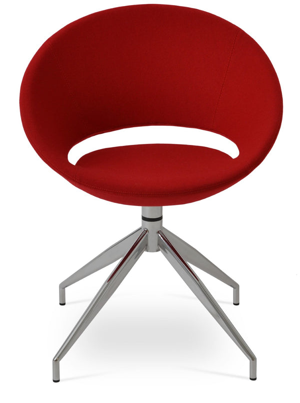 Soho Concept Crescent Spider Swivel Chair - Elegant Dining Seating In Camira Wool & Versatile Fabric Options Red  Soho-concept-dining-chair-01972