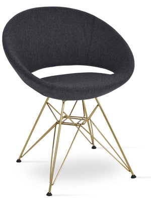 Soho Concept Crescent Tower Chair - Stylish Swivel Dining Chair In Camira Fabric With Gold Finish, 10-year Guarantee Gold,Dark Grey  Soho-concept-dining-chair-02163