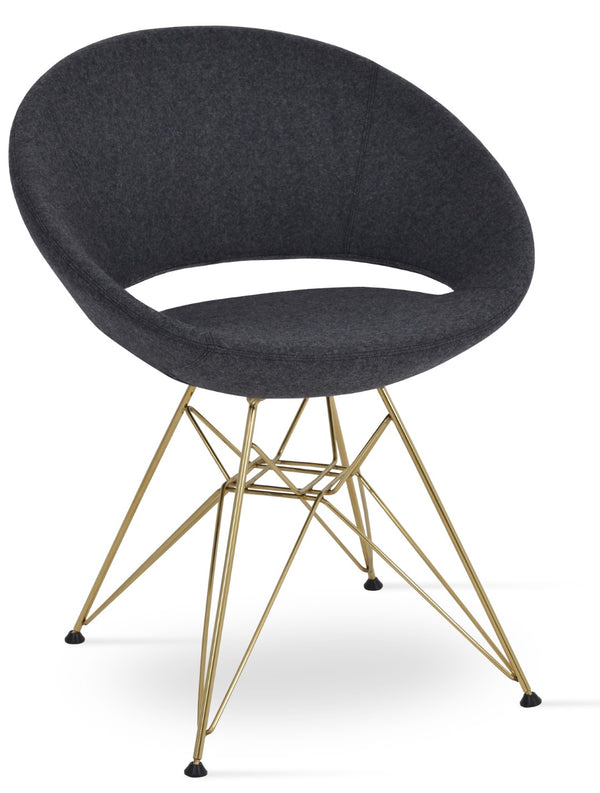 Soho Concept Crescent Tower Chair - Stylish Swivel Dining Chair In Camira Fabric With Gold Finish, 10-year Guarantee Gold,Dark Grey  Soho-concept-dining-chair-02163