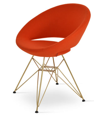 Soho Concept Crescent Tower Chair - Stylish Swivel Dining Chair In Camira Fabric With Gold Finish, 10-year Guarantee Gold,Orange  Soho-concept-dining-chair-02165