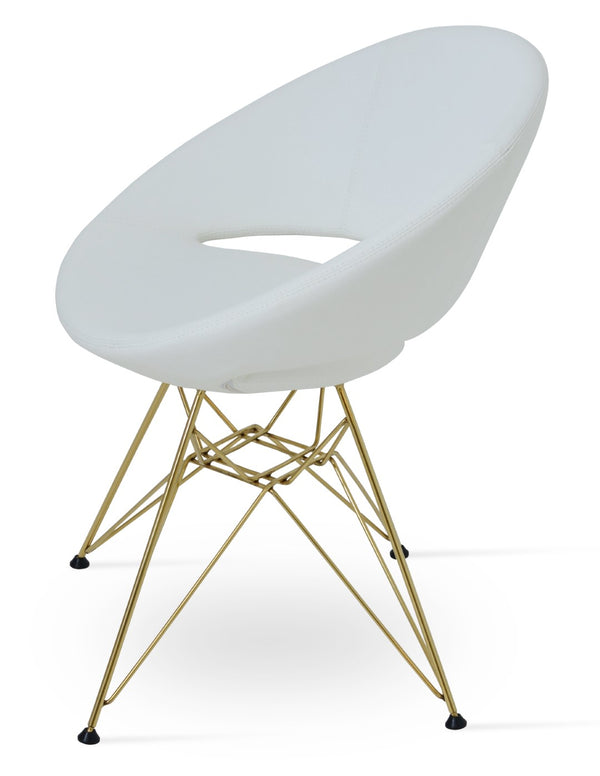 Soho Concept Crescent Tower Chair - Stylish Swivel Dining Chair In Camira Fabric With Gold Finish, 10-year Guarantee Gold,White  Soho-concept-dining-chair-02169