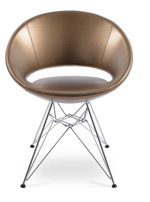 Soho Concept Crescent Tower Chair - Stylish Swivel Dining Chair In Camira Fabric With Gold Finish, 10-year Guarantee Chrome,Gold  Soho-concept-dining-chair-02159