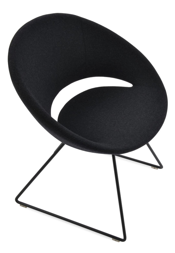 Soho Concept Crescent Wire Chair In Dark Grey - Stylish Dining Chair With Premium Camira Fabric & 10-year Guarantee Black  Soho-concept-dining-chair-02177