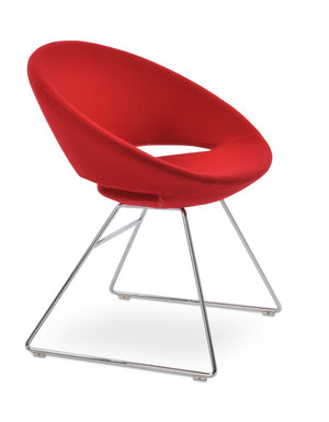 Soho Concept Crescent Wire Chair - Stylish Dining Chair In Camira Blazer Wool With 10-year Guarantee & Unique Design Chrome,Red  Soho-concept-dining-chair-02202