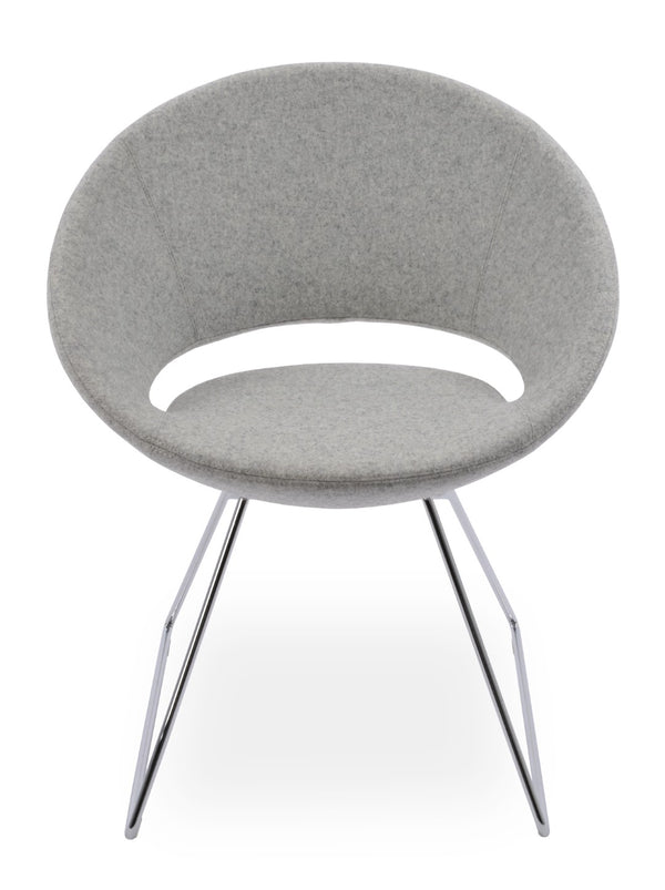 Soho Concept Crescent Wire Chair - Stylish Dining Chair In Camira Blazer Wool With 10-year Guarantee & Unique Design Chrome,Silver  Soho-concept-dining-chair-02192