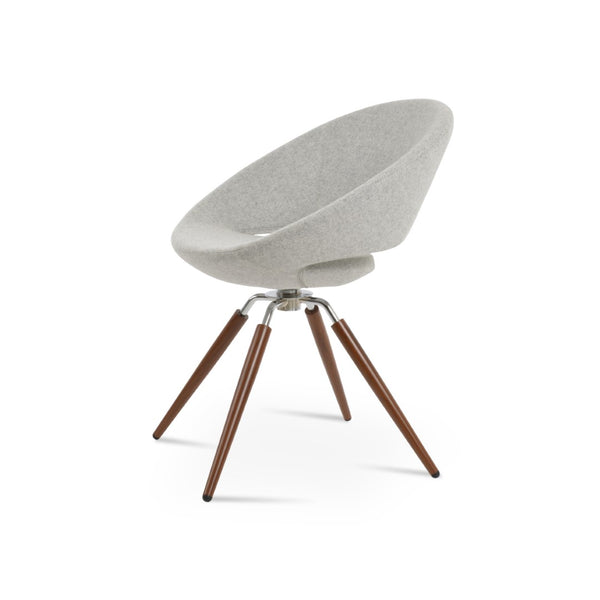 Soho Concept Crescent Carrot Swivel Chair - Contemporary Design, Premium Wool Upholstery, 10-year Warranty, Stylish! Silver,Walnut Swivel. Solid Metal Top Part Connected To Four Tubular Legs Soho-concept-dining-chair-01893