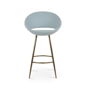 Soho Concept Crescent Galata Barstools & Counterstools - Luxurious Fabric, Chrome Finish, 300 Lbs Capacity, Durable Brass,Blue Steel Tubular Legs Soho-concept-dining-chair-11218