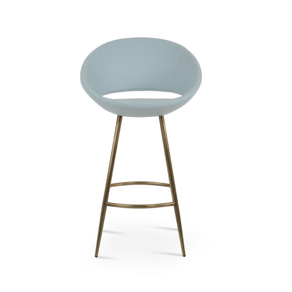Soho Concept Crescent Galata Barstools & Counterstools - Luxurious Fabric, Chrome Finish, 300 Lbs Capacity, Durable Brass,Blue Steel Tubular Legs Soho-concept-dining-chair-11218