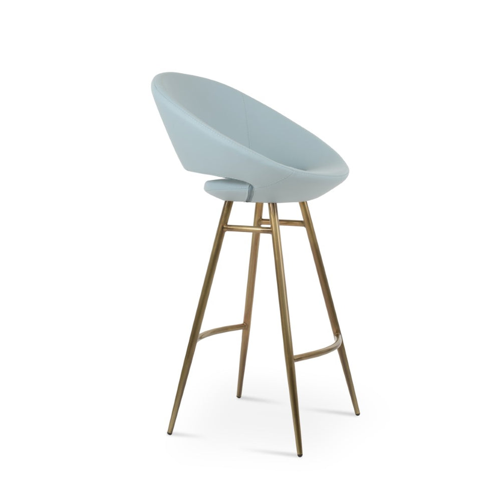 Soho Concept Crescent Galata Barstools & Counterstools – Stylish Italian Upholstery, Brass & Chrome Finishes! Brass,Blue Steel Tubular Legs Soho-concept-dining-chair-07718