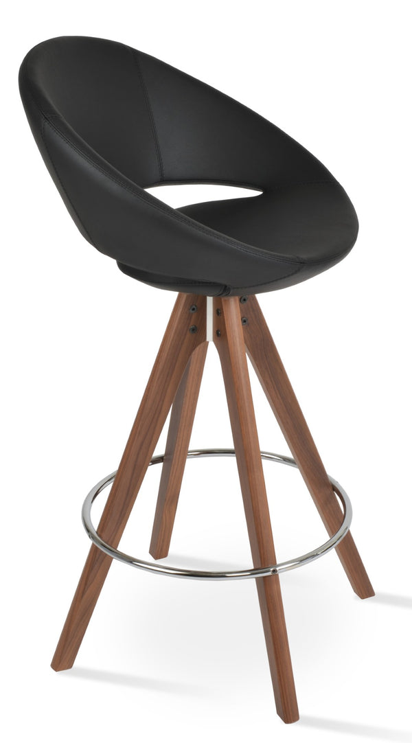Soho Concept Crescent Pyramid Barstools With Swivel Design, Solid Wood Base, Ppm Black Upholstery, 5-year Warranty Walnut,Black  Soho-concept-dining-chair-11221