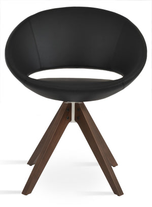 Soho Concept Crescent Pyramid Swivel Dining Chair - Premium Upholstery & Solid Wood, Elegant Design, 350 Lbs Capacity Walnut,Black  Soho-concept-dining-chair-01946