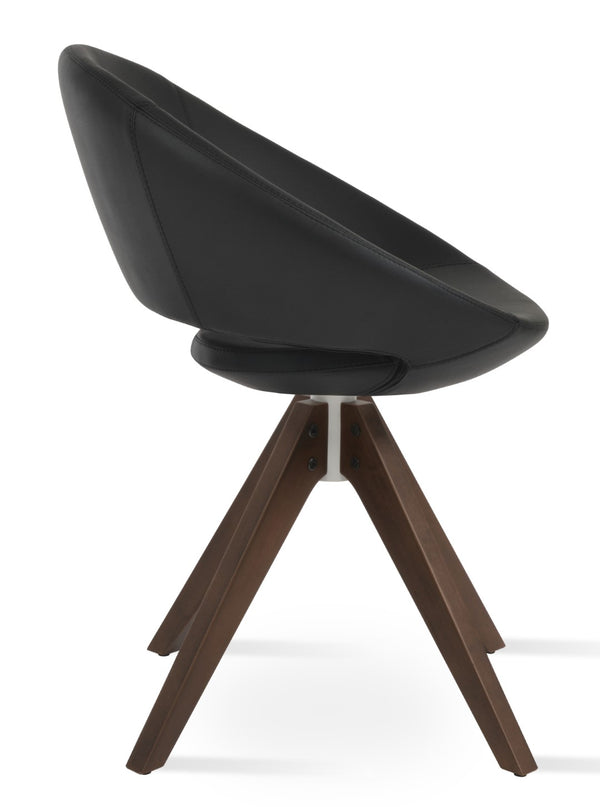 Soho Concept Crescent Pyramid Swivel Dining Chair - Premium Upholstery & Solid Wood, Elegant Design, 350 Lbs Capacity Walnut,Black  Soho-concept-dining-chair-01946