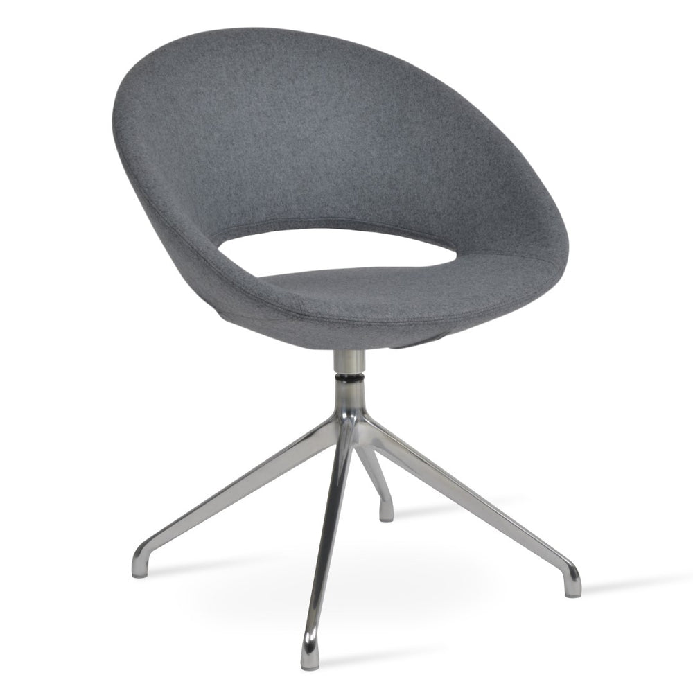 Soho Concept Crescent Spider Swivel Chair - Elegant Dining Seating In Camira Wool & Versatile Fabric Options Grey  Soho-concept-dining-chair-01983