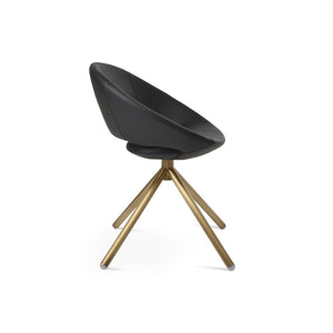 Soho Concept Crescent Stick Swivel Chair - Stylish Dining Seat In Camira Era Fabric With 10-year Guarantee Options Brass,Black Steel Tube Soho-concept-dining-chair-02028
