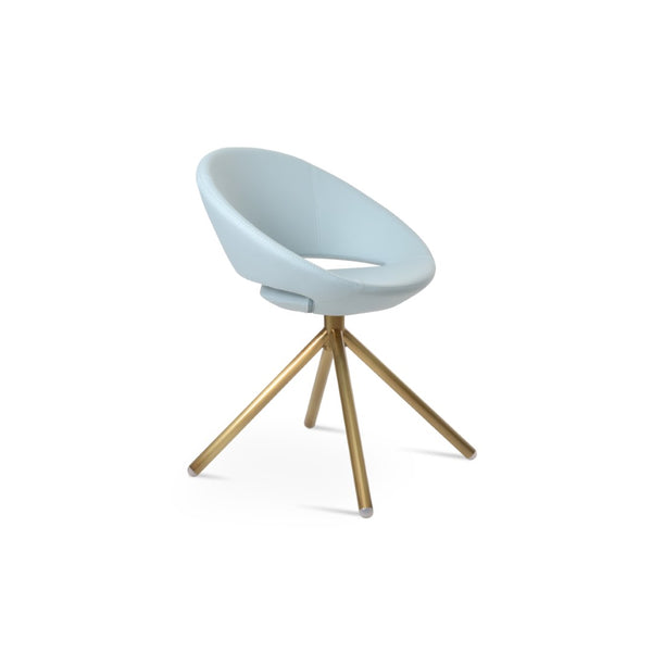 Soho Concept Crescent Stick Swivel Chair - Stylish Ppm Leatherette Seating In Brass, Blue & Multiple Finishes Brass,Blue Steel Tube Soho-concept-dining-chair-02031