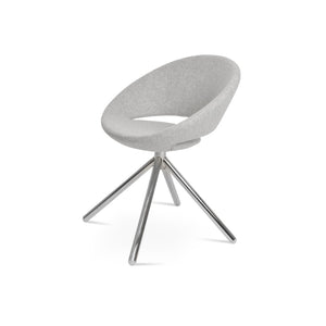 Soho Concept Crescent Stick Swivel Chair In Camira Blazer Wool & White Boucle - 10-year Guarantee, Stylish Design Chrome,Silver Steel Tube Soho-concept-dining-chair-02033
