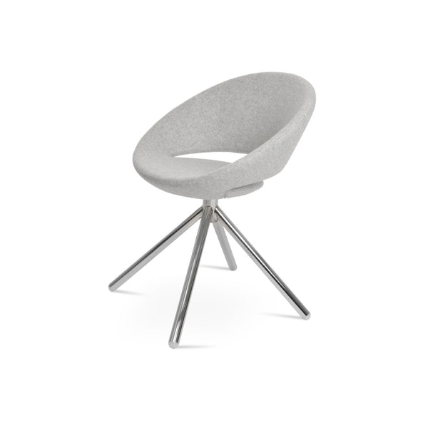 Soho Concept Crescent Stick Swivel Chair In Camira Blazer Wool & White Boucle - 10-year Guarantee, Stylish Design Chrome,Silver Steel Tube Soho-concept-dining-chair-02033