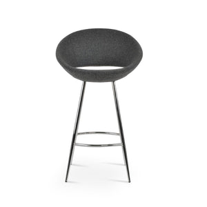 Soho Concept Crescent Galata Barstools & Counterstools - Premium Wool Fabrics With 10-year Guarantee, Durable Design Chrome,Dark Grey Steel Tubular Legs Soho-concept-dining-chair-11208