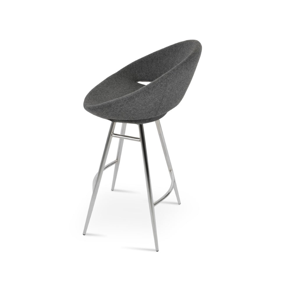 Soho Concept Crescent Galata Barstools & Counterstools - Premium Wool Fabrics With 10-year Guarantee, Durable Design Chrome,Dark Grey Steel Tubular Legs Soho-concept-dining-chair-07711