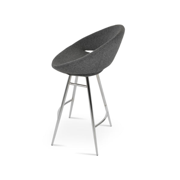 Soho Concept Crescent Galata Barstools & Counterstools - Premium Wool Fabrics With 10-year Guarantee, Durable Design Chrome,Dark Grey Steel Tubular Legs Soho-concept-dining-chair-07711