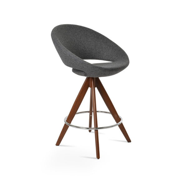 Soho Concept Crescent Pyramid Barstools & Counterstools - Stylish Wool Upholstery, 10-year Guarantee, 300 Lbs Capacity Walnut,Dark Grey  Soho-concept-dining-chair-11212