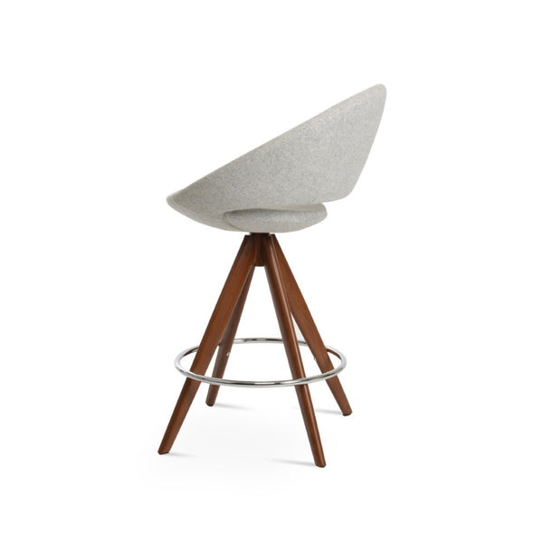 Soho Concept Crescent Pyramid Barstools & Counterstools - Stylish Wool Upholstery, 10-year Guarantee, 300 Lbs Capacity Walnut,Silver  Soho-concept-dining-chair-11211