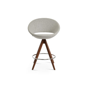 Soho Concept Crescent Pyramid Barstools & Counterstools - Stylish Wool Upholstery, 10-year Guarantee, 300 Lbs Capacity Walnut,Silver  Soho-concept-dining-chair-07714