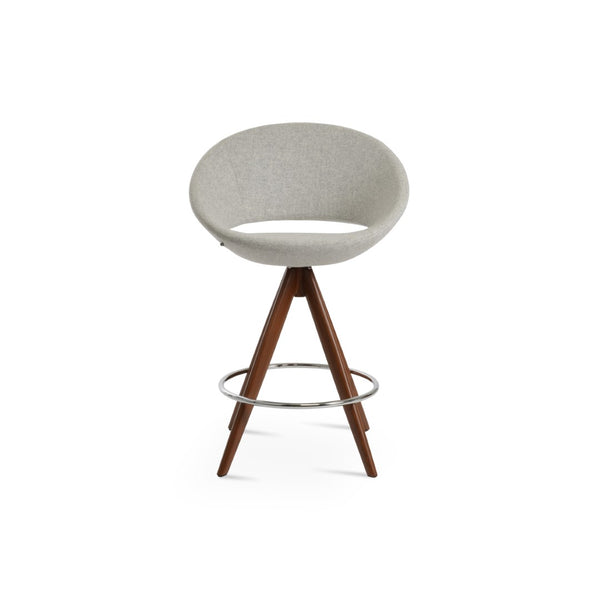 Soho Concept Crescent Pyramid Barstools & Counterstools - Stylish Wool Upholstery, 10-year Guarantee, 300 Lbs Capacity Walnut,Silver  Soho-concept-dining-chair-07714