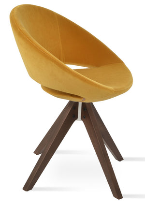 Soho Concept Crescent Pyramid Swivel Dining Chair - Luxurious Wool Upholstery, Solid Wood Base, 10-year Warranty Walnut,Gold  Soho-concept-dining-chair-01947