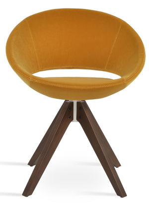 Soho Concept Crescent Pyramid Swivel Dining Chair - Luxurious Wool Upholstery, Solid Wood Base, 10-year Warranty Walnut,Gold  Soho-concept-dining-chair-01947